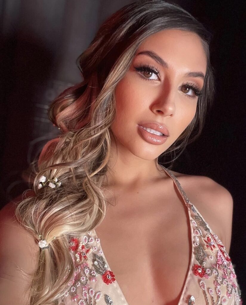 Gianna Dior close up brunette beauty portrait with luxury glamour aesthetic