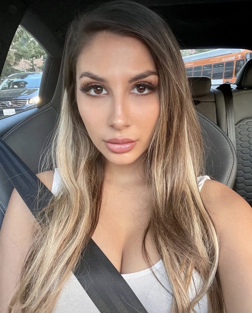 Gianna Dior close up beauty selfie inside luxury car with influencer lifestyle aesthetic