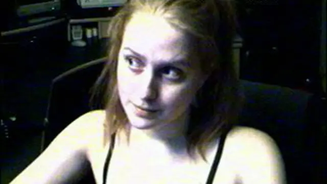 Jennifer Ringley black and white webcam portrait with vintage internet aesthetic