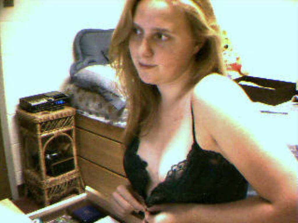 Jennifer Ringley vintage webcam portrait with retro internet culture aesthetic