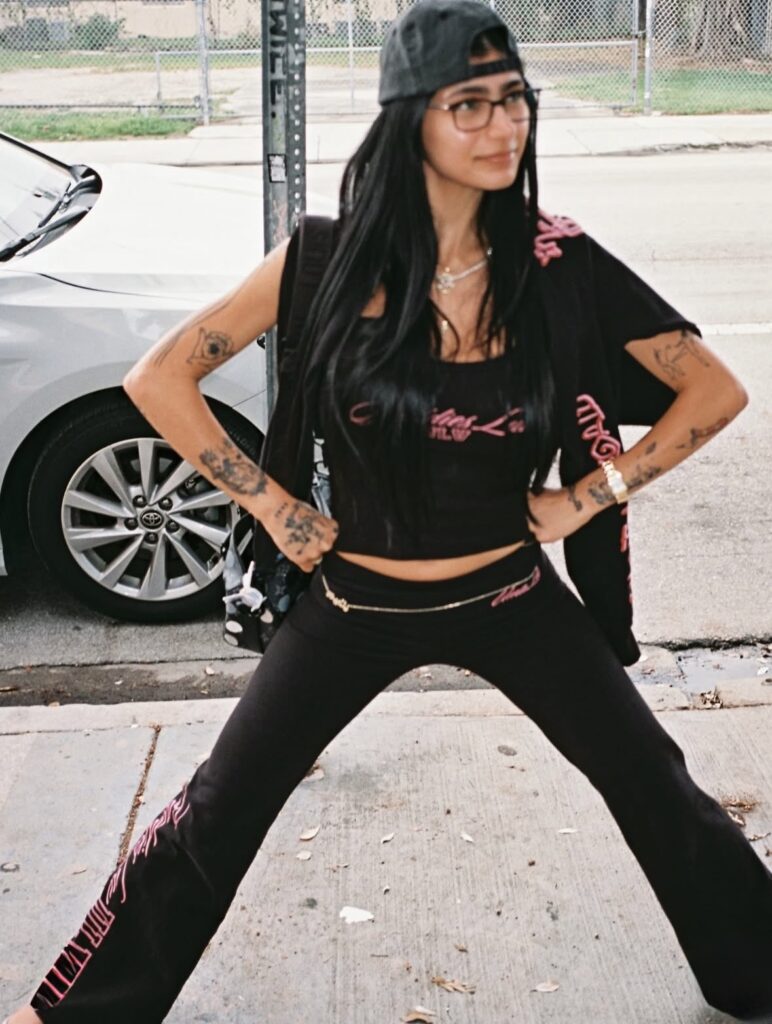 Mia Khalifa casual streetwear portrait with luxury influencer vibe