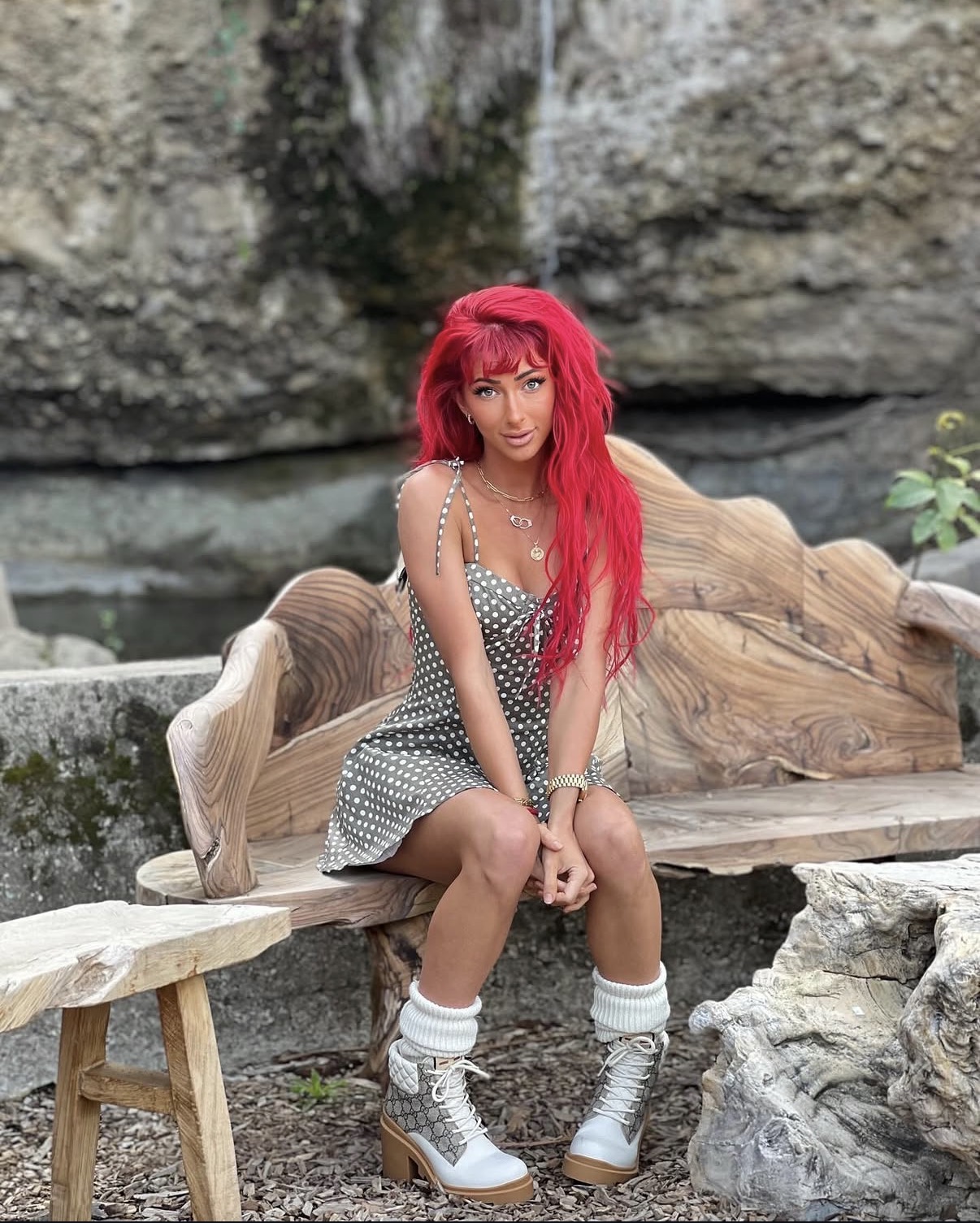 Nala Ray red hair fashion portrait with glamorous influencer aesthetic