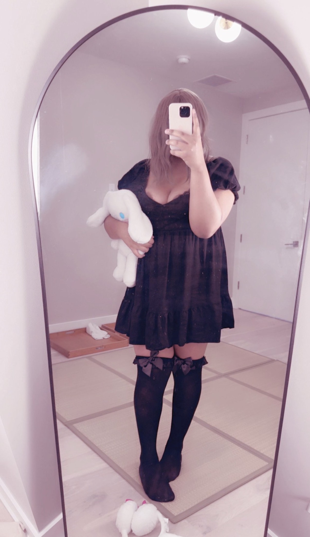 Nyannie kawaii fashion dress mirror selfie with soft girl aesthetic