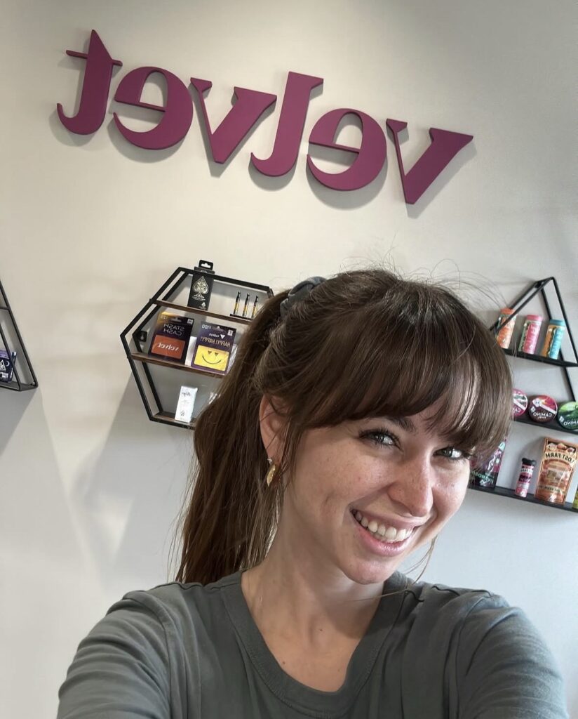 Riley Reid smiling casual portrait with modern influencer branding aesthetic