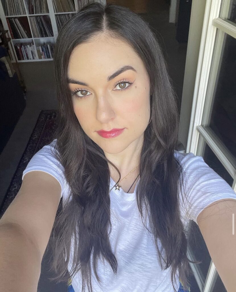 Sasha Grey natural beauty portrait in white shirt with soft glamour aesthetic