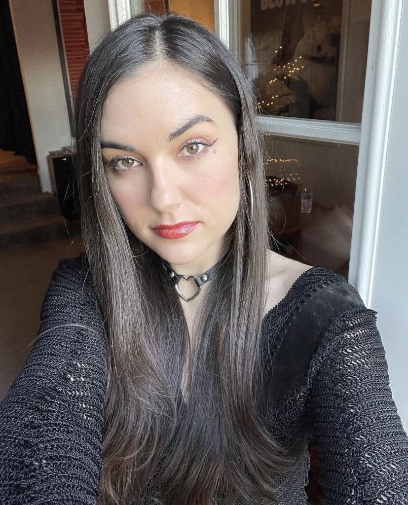 Sasha Grey casual evening selfie portrait with modern lifestyle influencer aesthetic